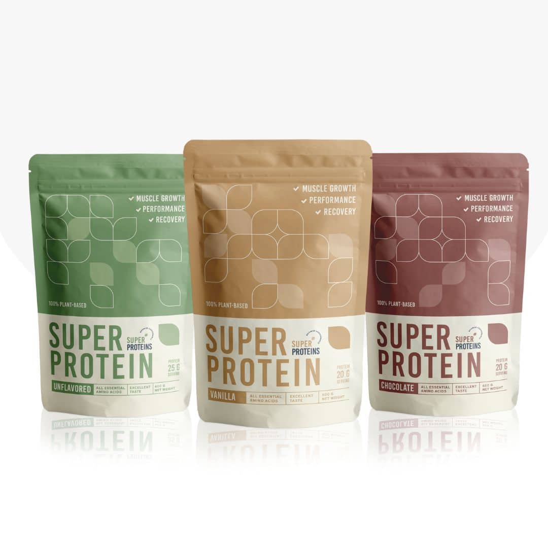 Vegaaninen proteiinijauhe, maustamaton, vanilja ja suklaa – Super Protein